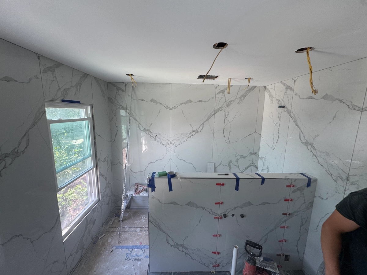 Noliv Construction bathroom remodeling, general renovations and construction, specializing in ceramic tile flooring.